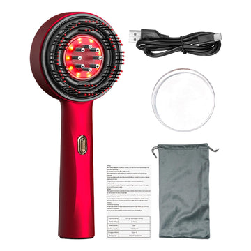 Electric Scalp Massage Comb with Vibration, USB Rechargeable, Includes Essential Oil Applicator