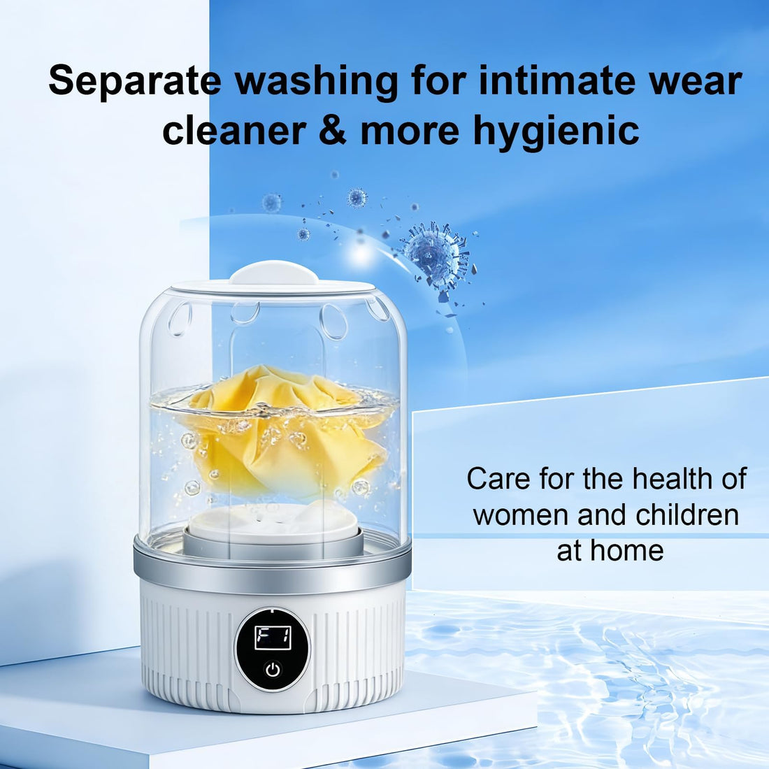 Portable Washing Machine, Intimate Washing Machine, Small Washing Machine, Mini Rechargeable Wireless Washing Machine, Underwear Cup for Bras, Underwear, Socks (1.2L Capacity)