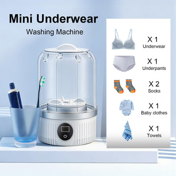 Portable Washing Machine, Intimate Washing Machine, Small Washing Machine, Mini Rechargeable Wireless Washing Machine, Underwear Cup for Bras, Underwear, Socks (1.2L Capacity)